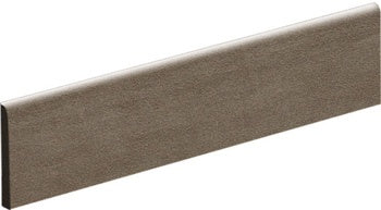Sleek matte gray porcelain bullnose trim with refined minimalist lines, perfect for contemporary edges and clean transitions.