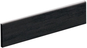 Black matte porcelain bullnose trim with a sleek, minimalist edge for refined contemporary interiors.