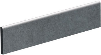 Glossy dark gray porcelain bullnose trim with sleek modern lines, perfect for refined contemporary interiors.
