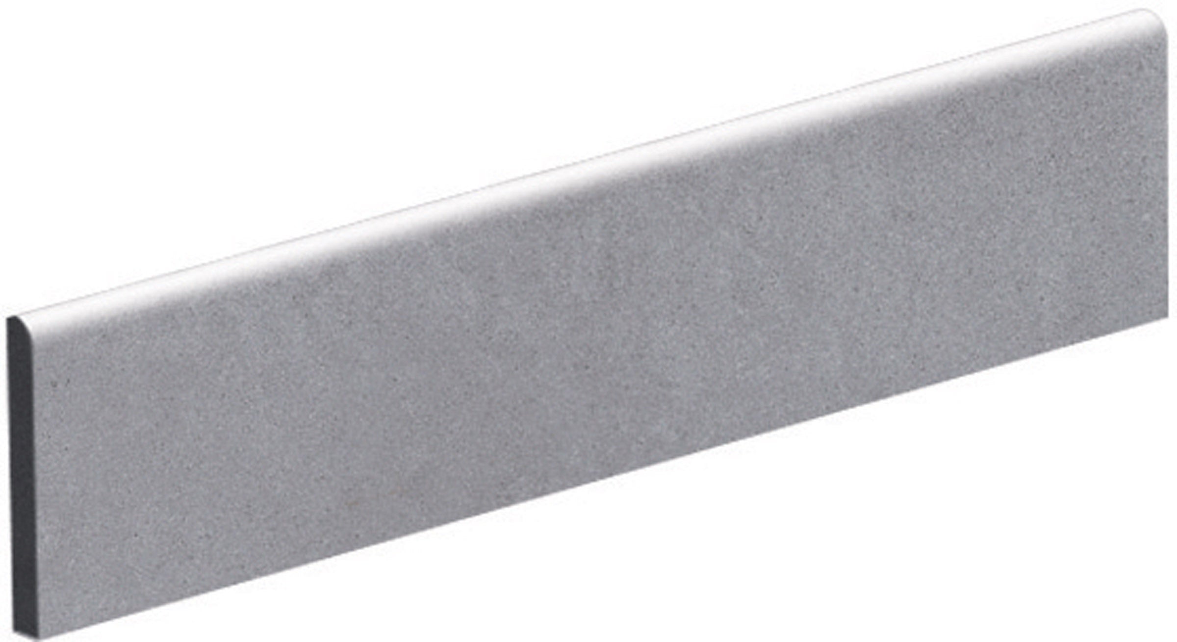 Sleek matte gray porcelain bullnose trim with refined minimalist lines for seamless modern transitions.