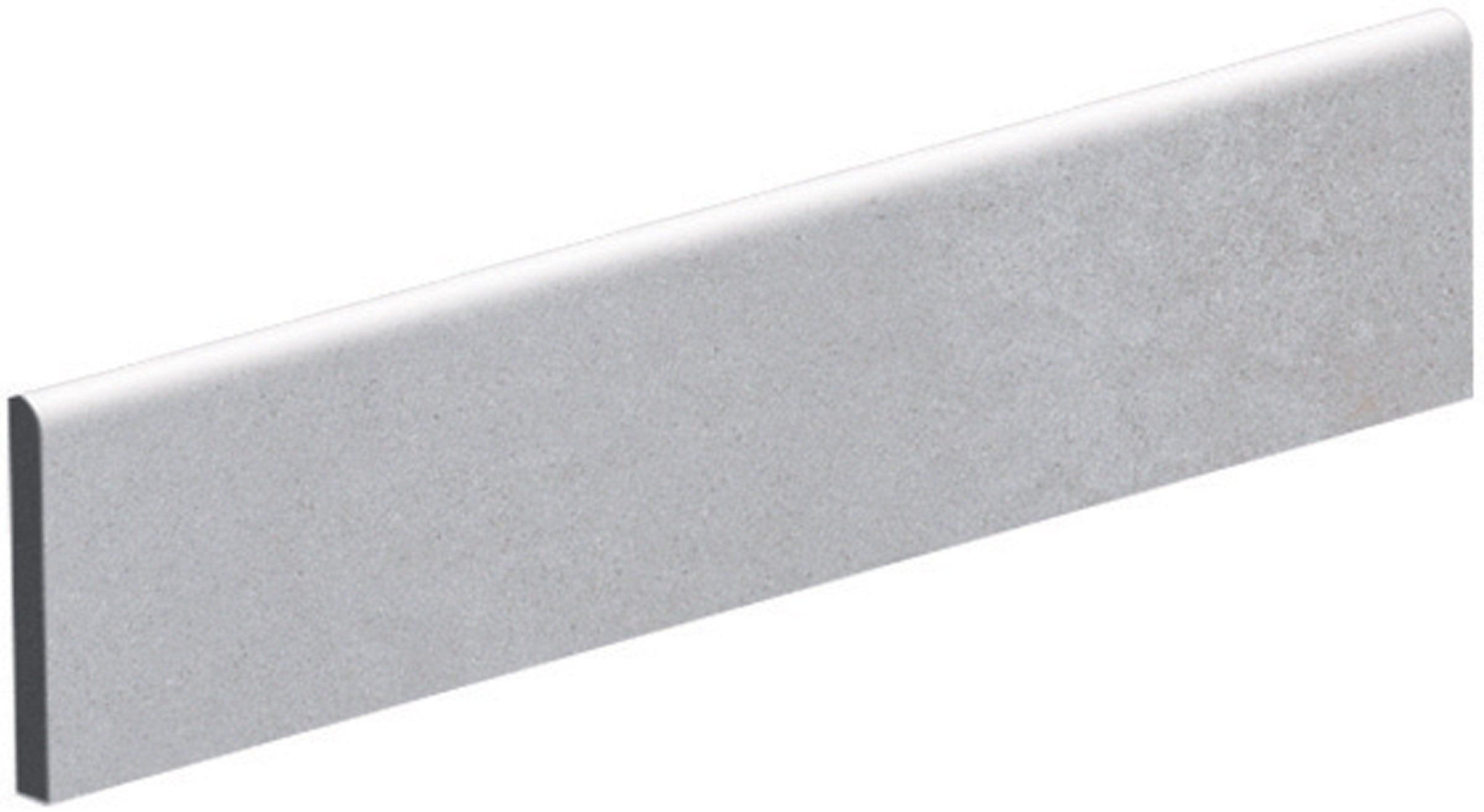 Sleek matte gray porcelain bullnose trim with refined pressed edges for seamless modern transitions.