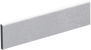 Sleek matte gray porcelain bullnose trim with refined pressed edges for seamless modern transitions.