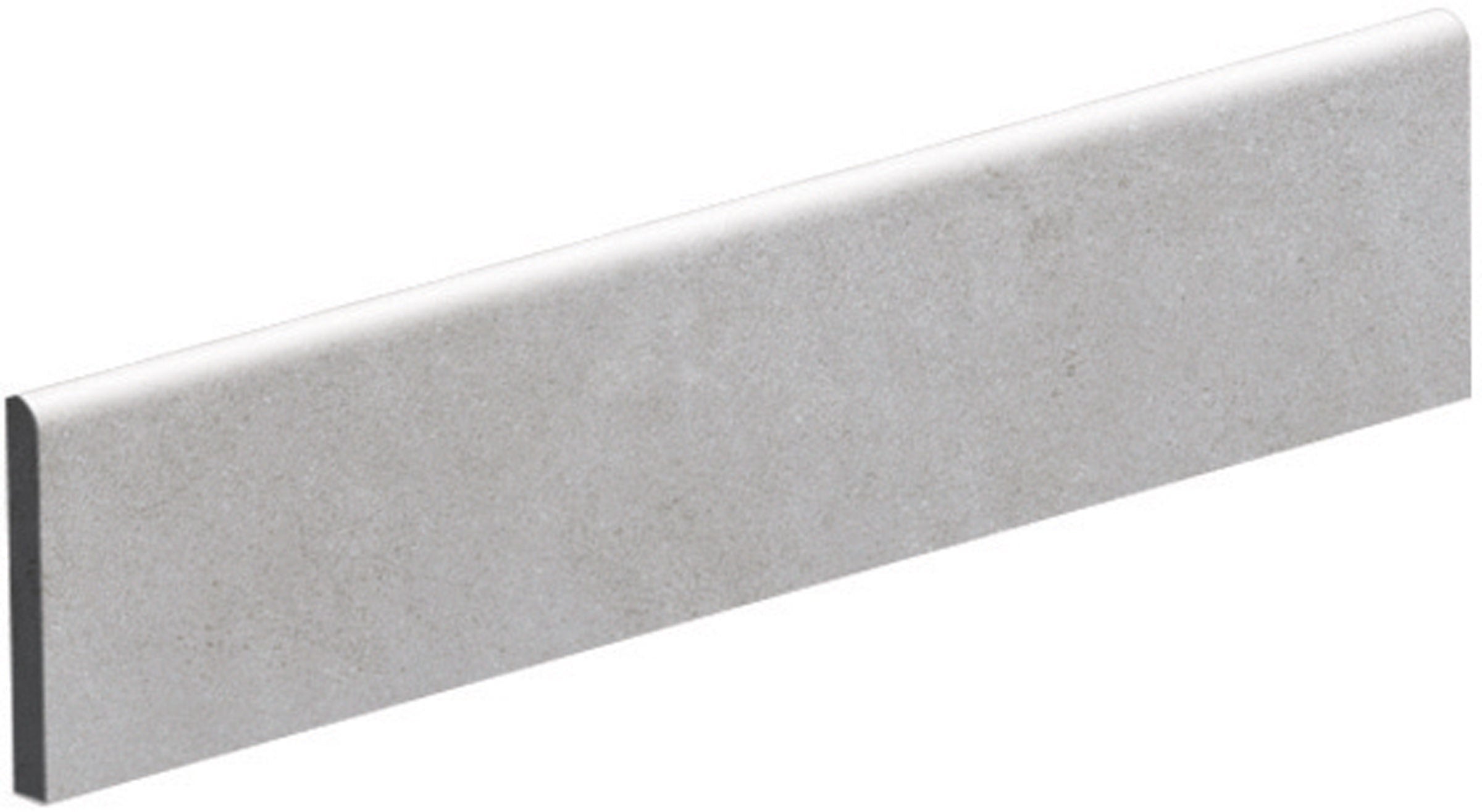 Glossy gray porcelain bullnose trim with sleek modern edges for refined contemporary interiors.