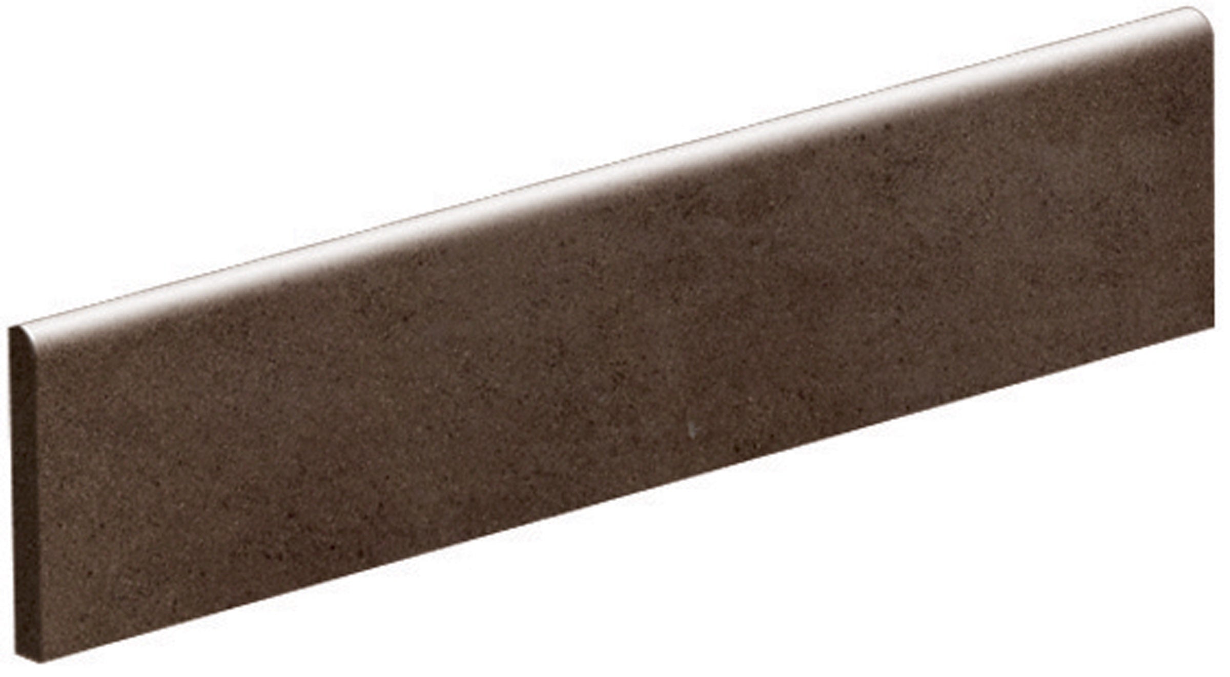 Sleek matte brown porcelain bullnose trim with refined minimalist lines for modern architectural elegance.
