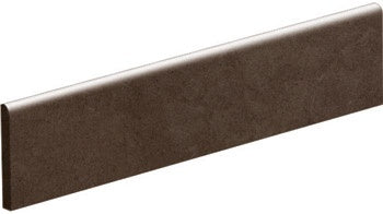 Sleek matte brown porcelain bullnose trim with refined minimalist lines for modern architectural elegance.