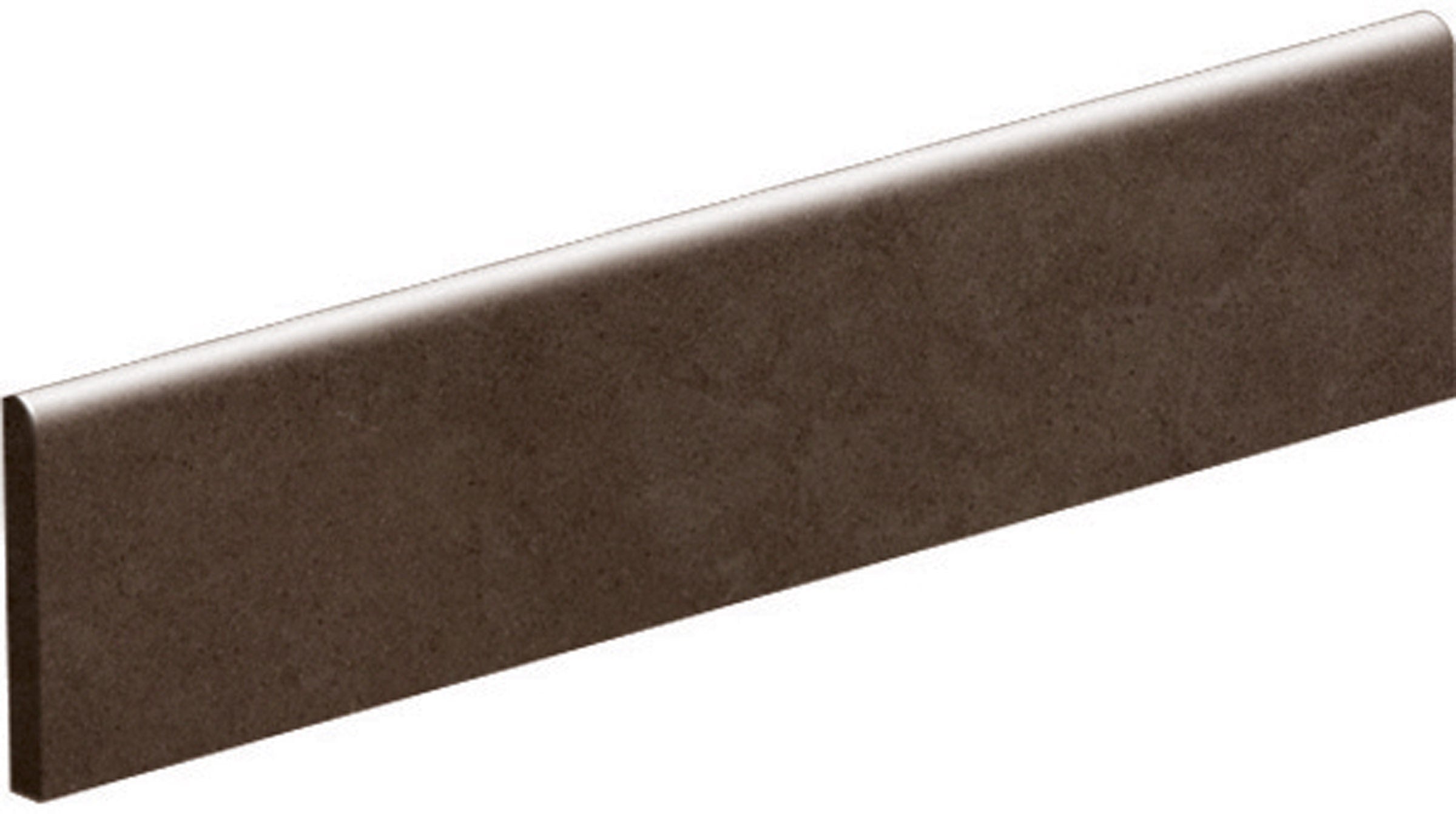 Glossy brown porcelain bullnose trim with sleek modern lines for refined, durable edges in minimalist interiors.
