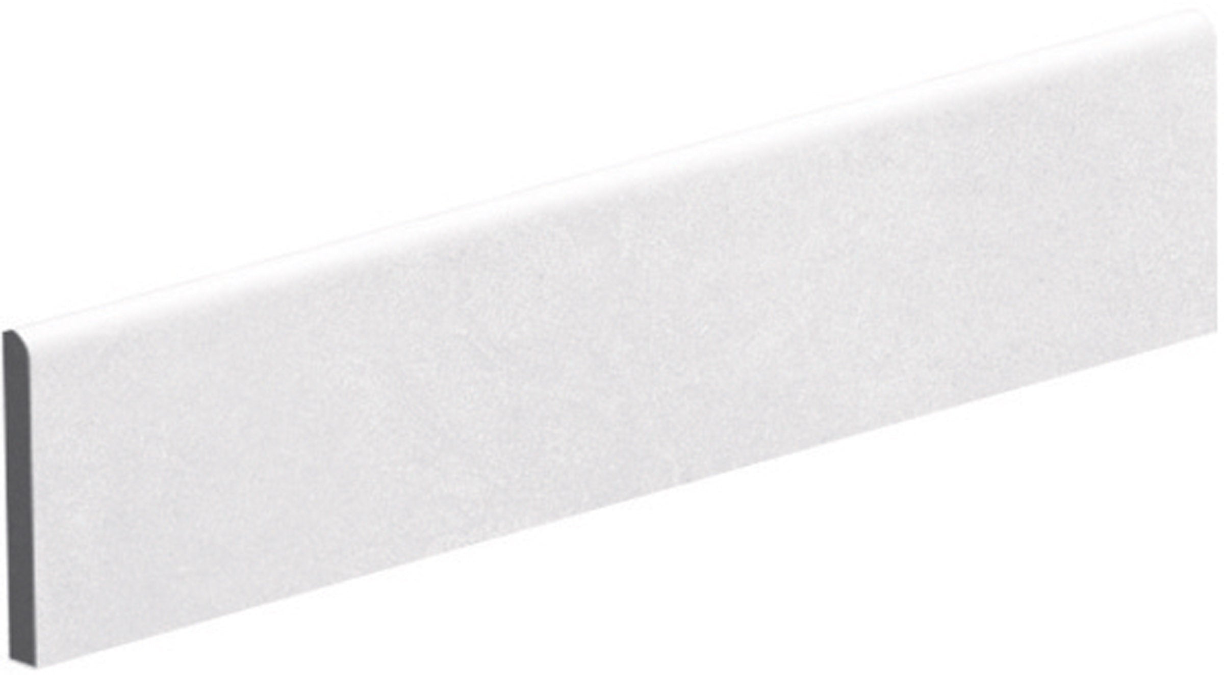 Sleek white porcelain bullnose trim with a matte finish, embodying minimalist sophistication for modern interiors.
