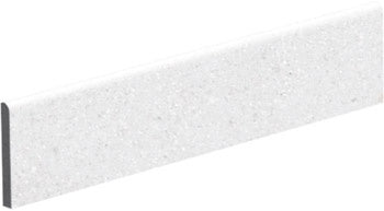 Glossy white porcelain bullnose trim with a sleek, modern edge for seamless transitions in refined contemporary spaces.