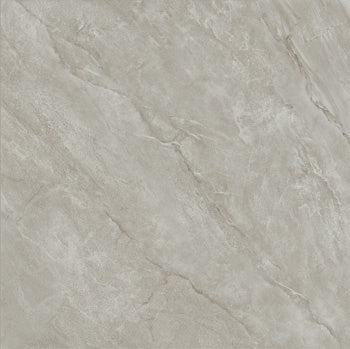 Luxurious full-body porcelain tile with soft grey marble veining and a refined semi-gloss finish, evoking timeless elegance.