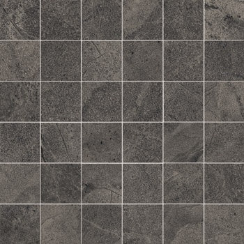 Matte dark gray porcelain mosaic with a refined limestone essence, evoking the serene elegance of Haute-Savoie.