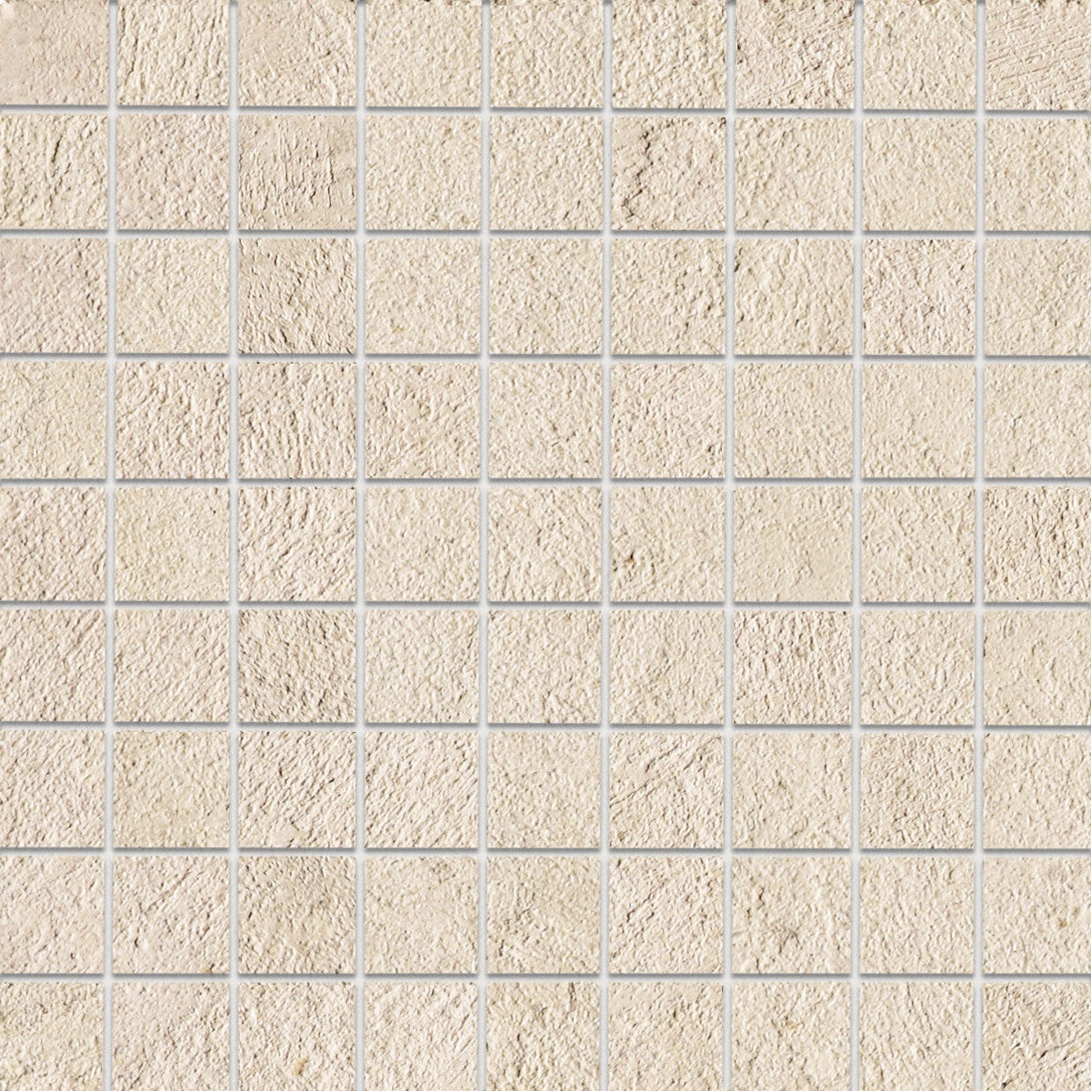 Matte almond-beige porcelain mosaic with minimalist concrete texture, offering urban sophistication and refined strength in straight-stack design.