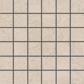 Matte almond-beige porcelain mosaic with minimalist concrete texture, offering urban sophistication and refined strength in straight-stack design.