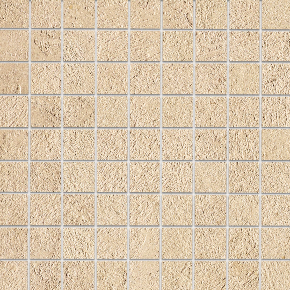Minimalist beige porcelain mosaic with soft matte concrete texture, evoking urban calm and refined industrial elegance.