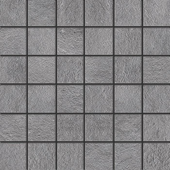 Interlocking gray porcelain mosaic with a soft matte concrete finish, embodying urban minimalism and refined industrial strength.