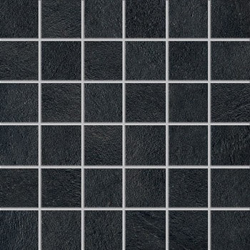 Matte black interlocking porcelain mosaic with urban minimalist elegance and refined concrete texture for sophisticated spaces.