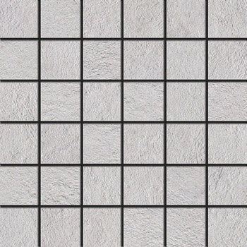 Matte white porcelain mosaic with clean square tiles in a minimalist straight-stack pattern, embodying urban sophistication and raw elegance.