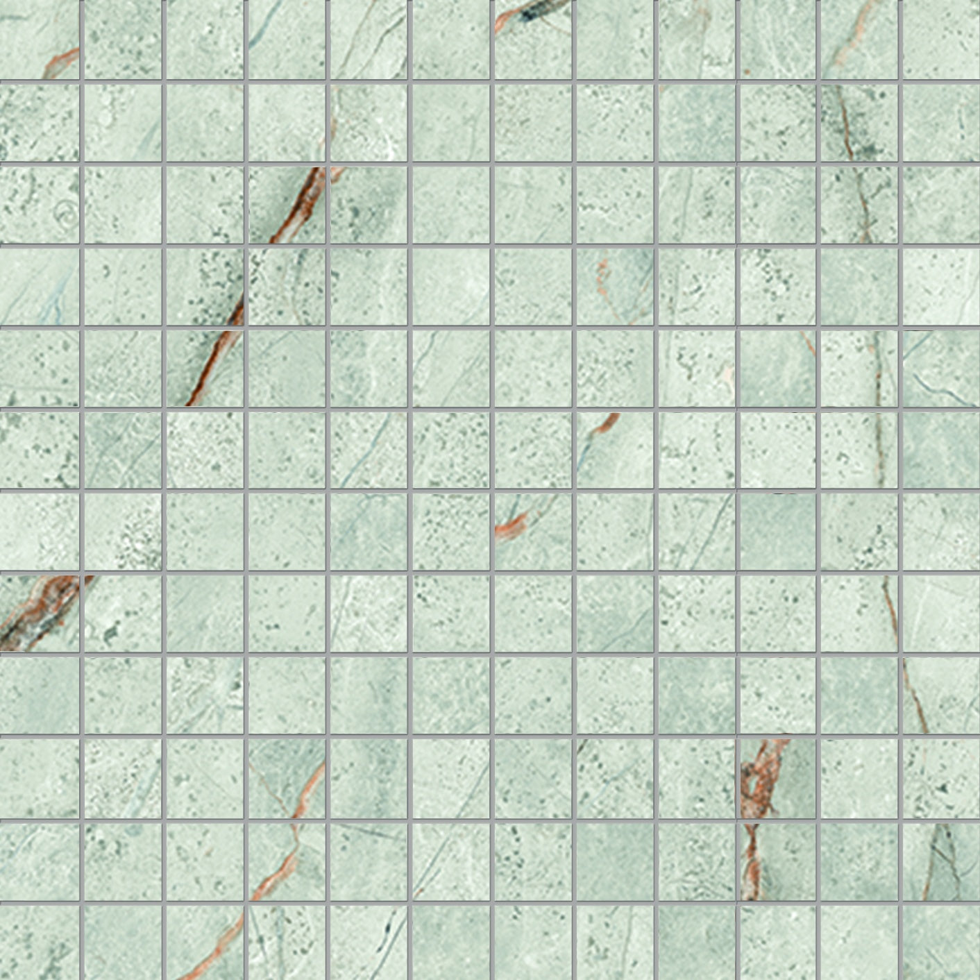 Elegant gray marble mosaic with refined veining, matte finish, and interlocking squares for a luxurious minimalist statement.
