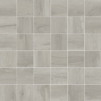 Timeworn gray porcelain mosaic with organic wood grain texture and a snug, handcrafted warmth for rustic-modern elegance.