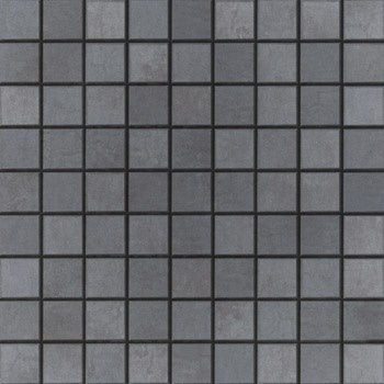 Glossy dark gray porcelain mosaic tiles in a sleek straight-stack pattern, exuding modern sophistication and minimalist luxury.