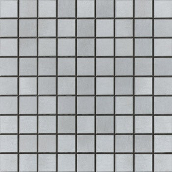 Glossy gray porcelain mosaic tiles in a sleek straight-stack pattern, radiating modern sophistication and minimalist luxury.