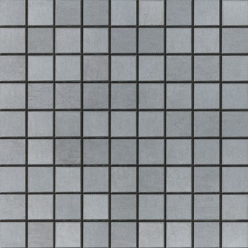 Sleek interlocking gray porcelain mosaic with a polished finish, exuding minimalist sophistication for modern spaces.