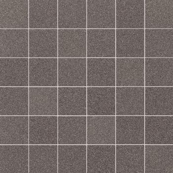 Dark grey terrazzo mosaic with small grains, matte porcelain tiles in a refined straight-stack pattern, exuding timeless sophistication.