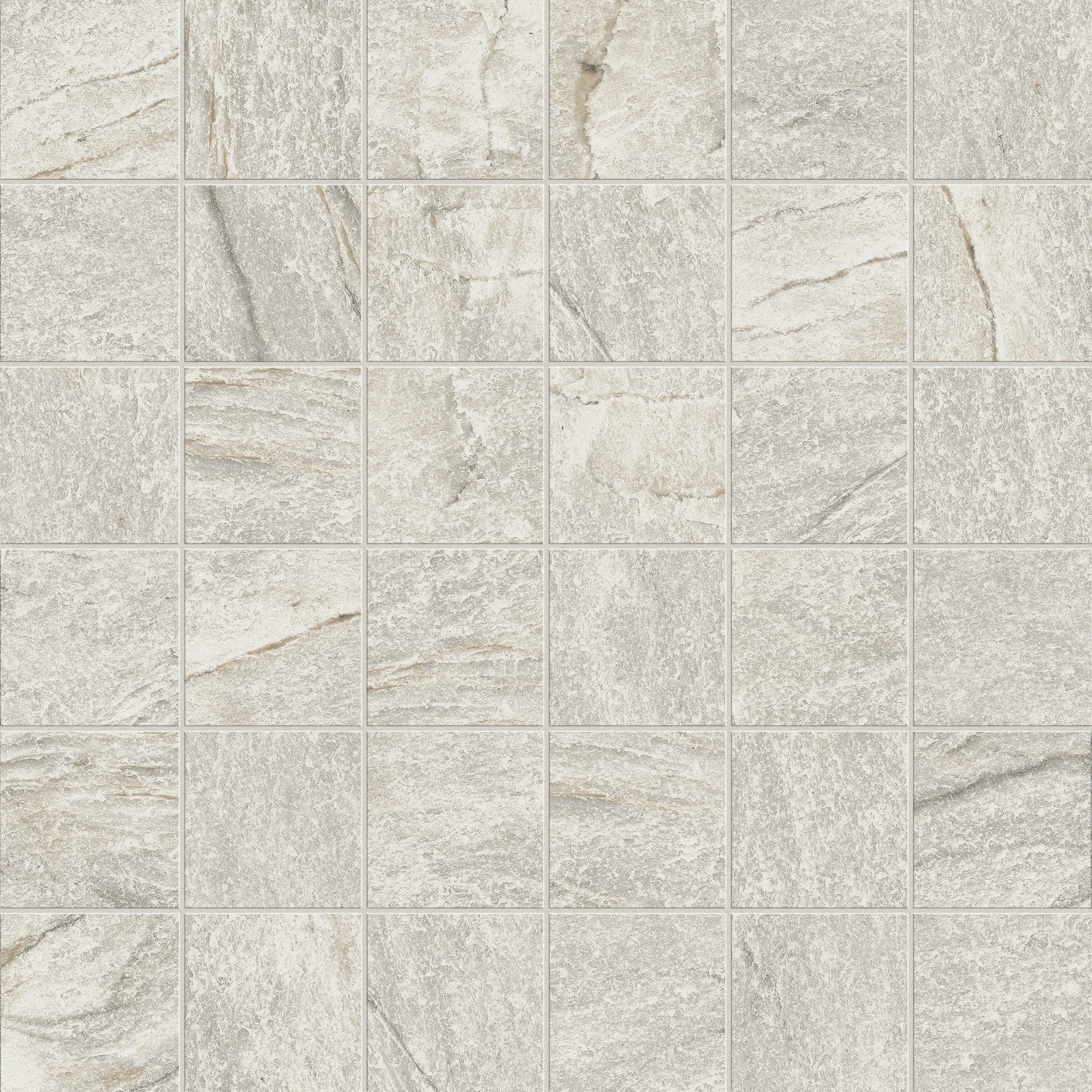Matte beige porcelain mosaic with primordial quartzite essence, exuding serene warmth and minimalist harmony for intimate spaces.