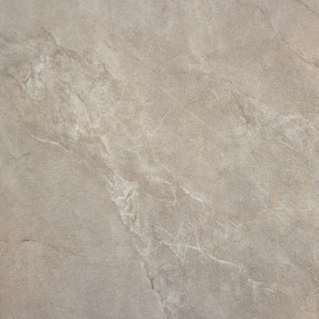 Luxurious full-body porcelain tile with a softly textured matte finish, evoking the timeless elegance of well-worn marble in refined beige-grey tones.