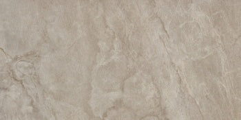 Luxurious beige-grey marble-look porcelain tile with a softly worn patina, refined open grain, and natural geometric veining for elegant interiors.