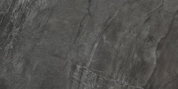 Luxurious dark gray marble-look porcelain tile with refined texture, natural veining, and a softly worn matte finish for timeless elegance.