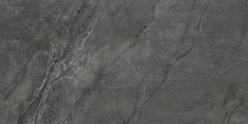 Dark grey porcelain tile with a matte, textured marble effect, evoking timeless sophistication and natural elegance.