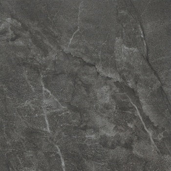 Sleek dark grey marble-effect porcelain bullnose trim with a refined semi-gloss finish and natural geometric veining for elegant edges.