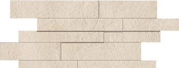 Matte almond-beige porcelain mosaic with interlocking concrete-look planks, exuding urban minimalism and refined industrial elegance.