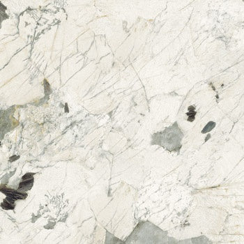 Astonishing white quartzite-look porcelain tile with refined Patagonia veins, embodying timeless elegance and dramatic marble-inspired luxury.