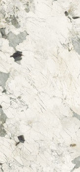 Luxurious large-format porcelain tile with refined Patagonia quartzite veining in soft white, semi-glossy finish for elegant walls.
