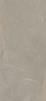 Rectified matte porcelain tile in warm beige-grey, evoking the organic elegance of natural marble with a contemporary industrial edge.