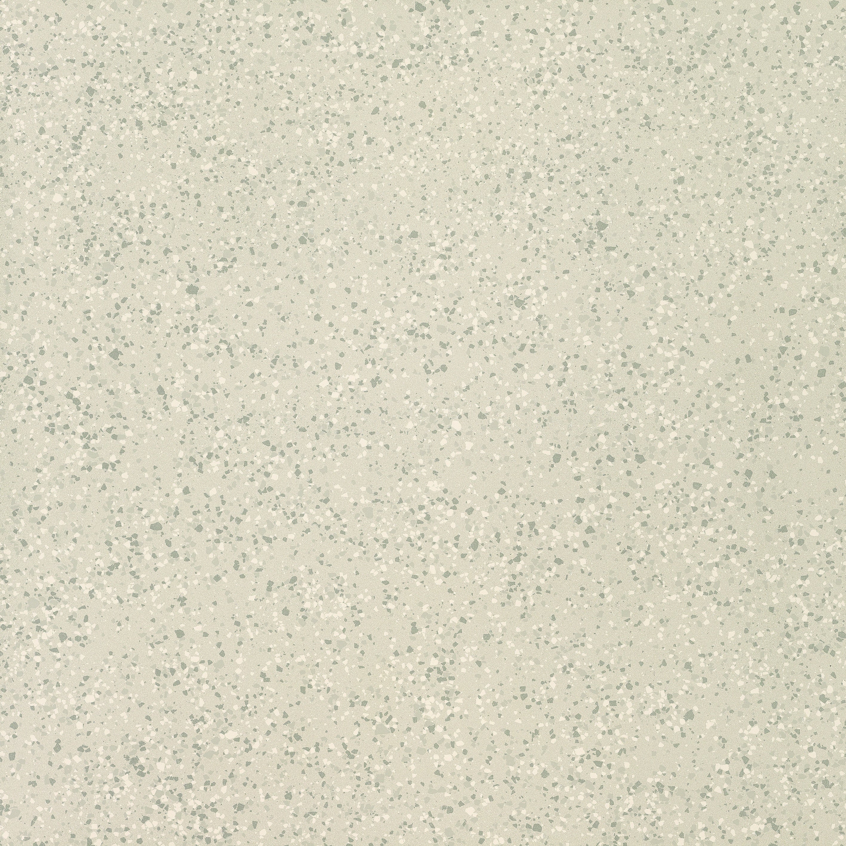 Large-format white terrazzo porcelain tile with medium grains, a glossy restorable finish, and timeless concrete-inspired elegance.