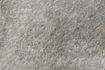 Luxury textured porcelain paving tile in soft quartzite gray, evoking natural stone with a refined matte finish for elegant outdoor spaces.