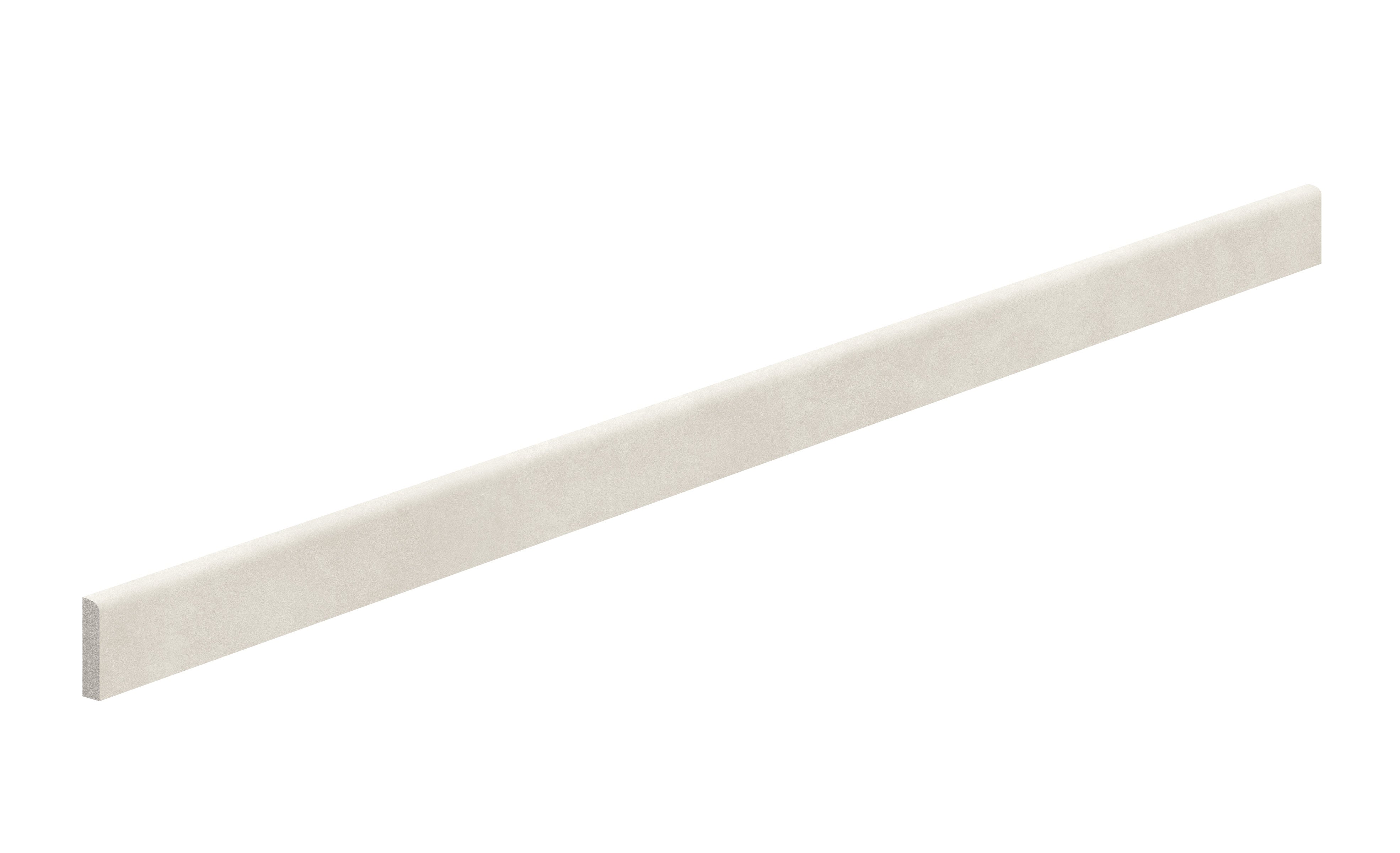 Sleek white porcelain bullnose trim with a soft matte finish, adding minimalist elegance to contemporary interiors.