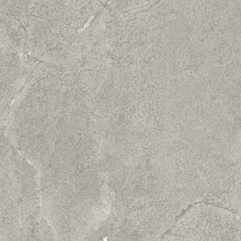 Matte silver-gray porcelain tile with the organic veining of marble, offering a bold yet sophisticated industrial-luxe aesthetic.