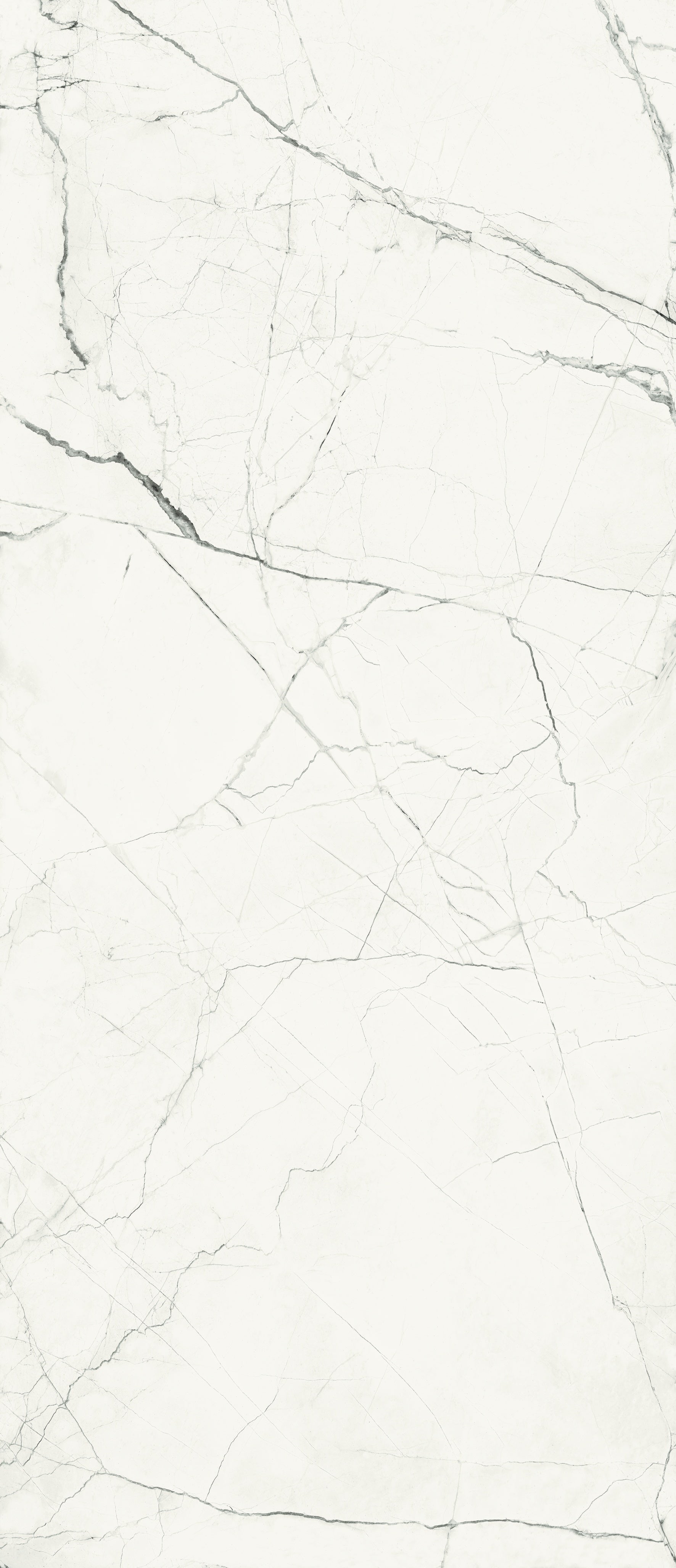 Luxurious matte porcelain tile with delicate Statuario marble veins in refined white, embodying timeless elegance and dramatic serenity.