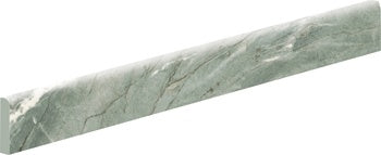 Matte green-grey Tiffany marble bullnose trim with refined veining for luxurious minimalist edges.