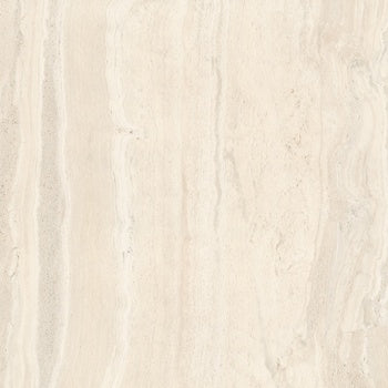 Matte porcelain tile in warm almond hue, evoking natural travertine with a refined, rectified edge for seamless luxury.