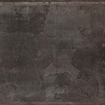 Black matte porcelain tile with a textured metallic finish, exuding urban sophistication and industrial elegance in a large square format.