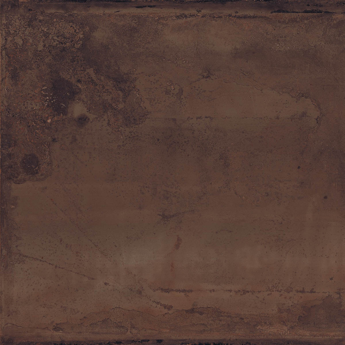 A bold, matte brown porcelain tile with a textured metallic finish, exuding urban sophistication and industrial elegance.
