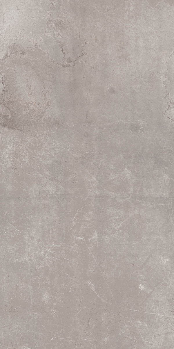 Rectified matte porcelain tile in urban metallic gray with a 3D textured surface, exuding industrial chic and metropolitan elegance.
