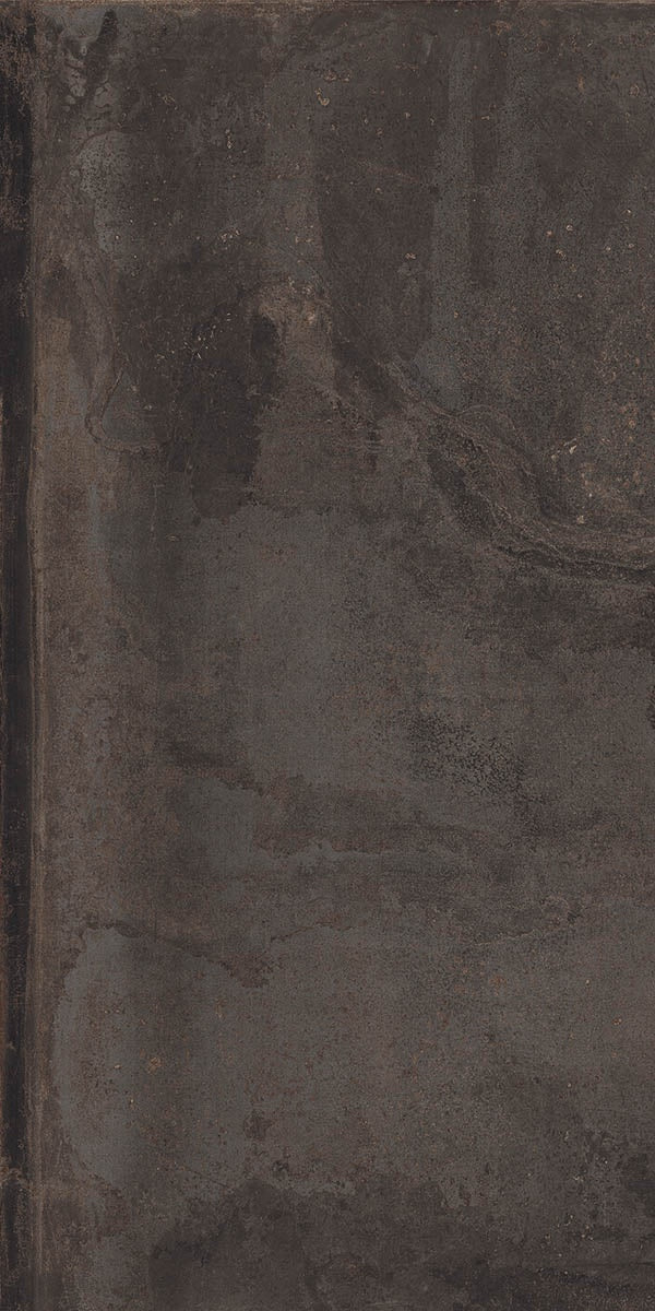 A sleek, matte black porcelain tile with a subtle metallic sheen and textured industrial elegance, embodying urban sophistication.