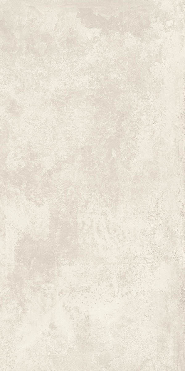 Rectified matte white porcelain tile with subtle metallic texture, exuding urban elegance and industrial sophistication.