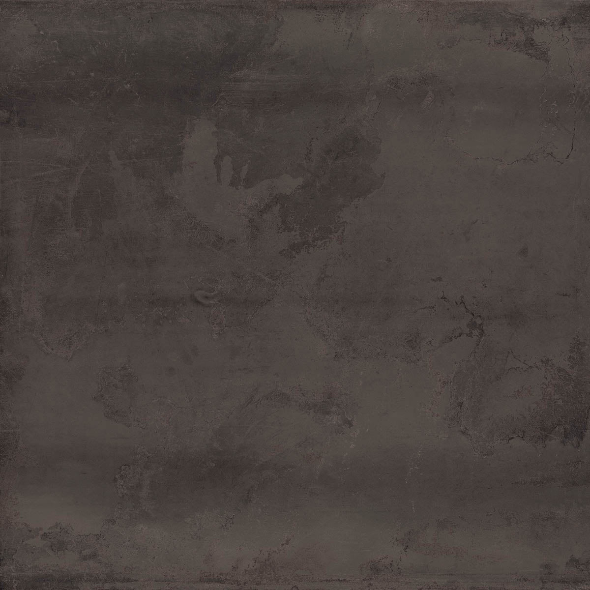 Matte black porcelain tile with a 3D textured metallic finish, exuding urban elegance and industrial sophistication in a large-format square.