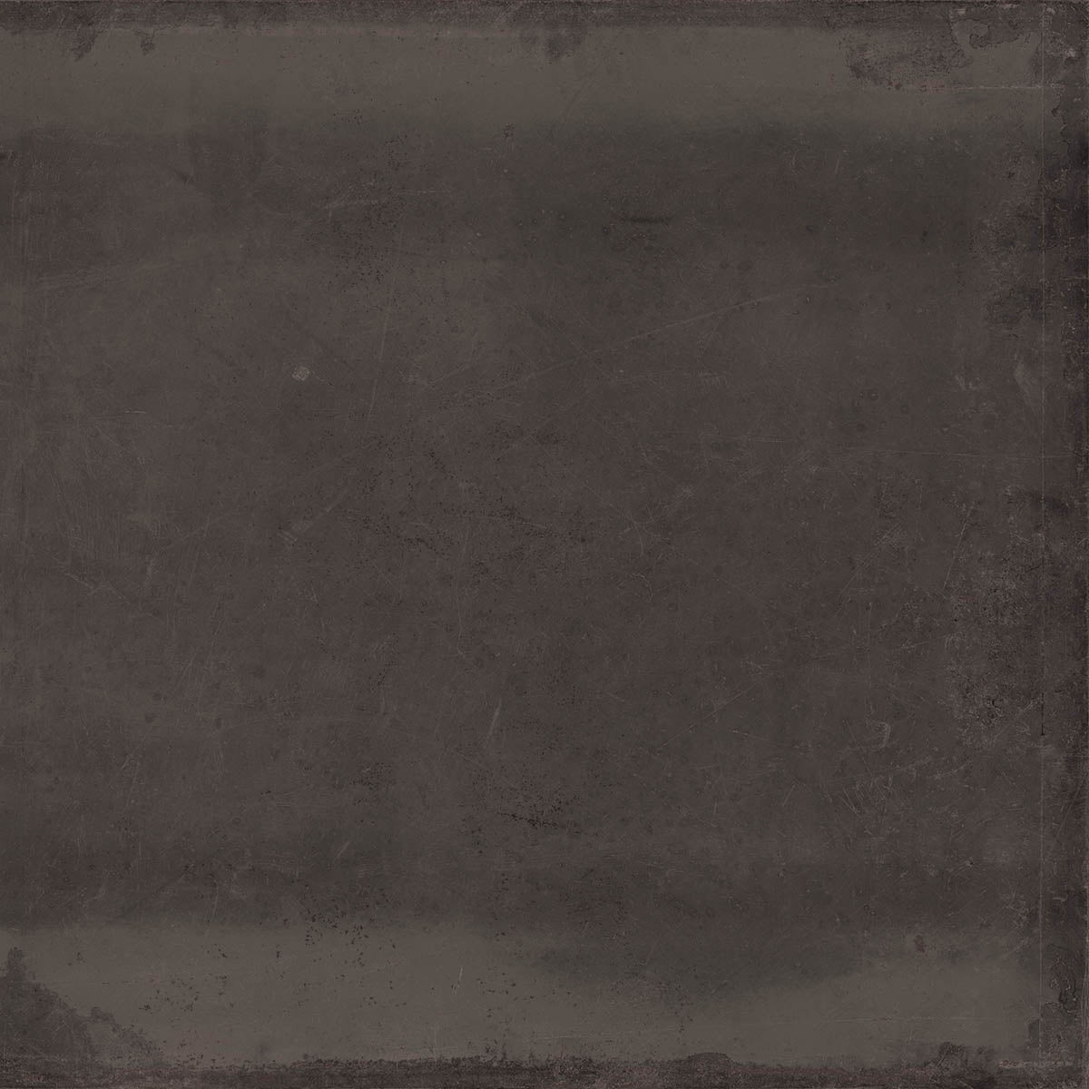 Matte black porcelain tile with a 3D textured metallic finish, exuding urban elegance and industrial sophistication in a large-format square.